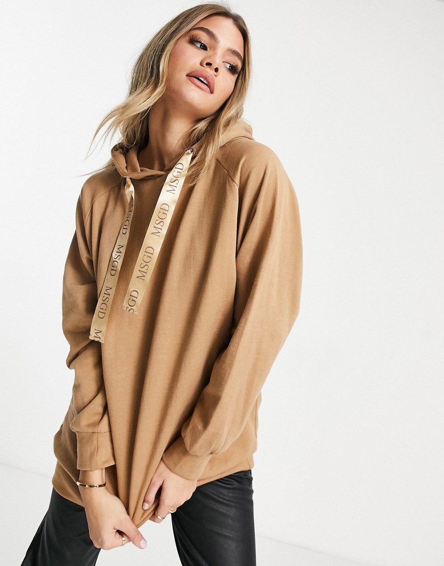 Missguided oversized hoodie in camel-Neutral