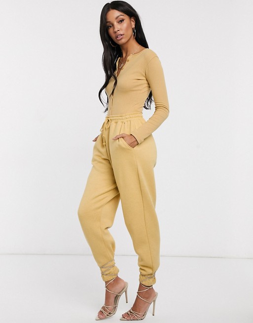Missguided oversized joggers in sand