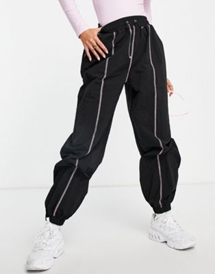 Missguided oversized joggger with contrast stitch detail in black
