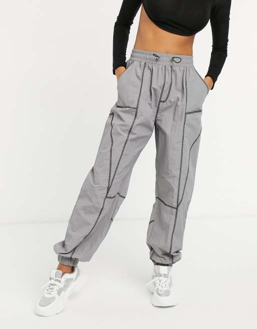 Missguided - Oversized joggingbukser med kontraststing i grå