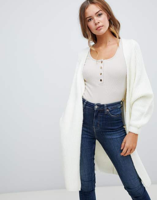 Missguided oversized longline cardigan in white