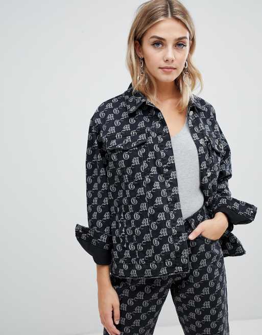 Missguided black oversized denim jacket sale
