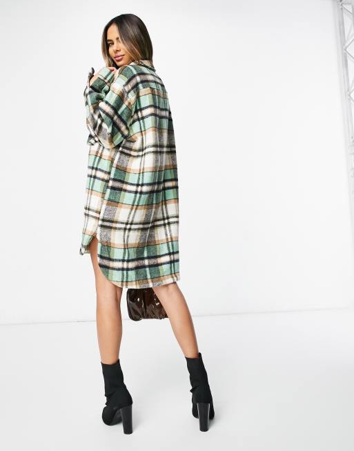 Missguided oversized shirt deals dress in gingham check