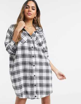 white check shirt dress