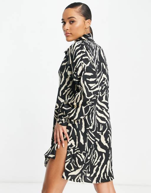 Missguided oversized shirt dress in zebra print