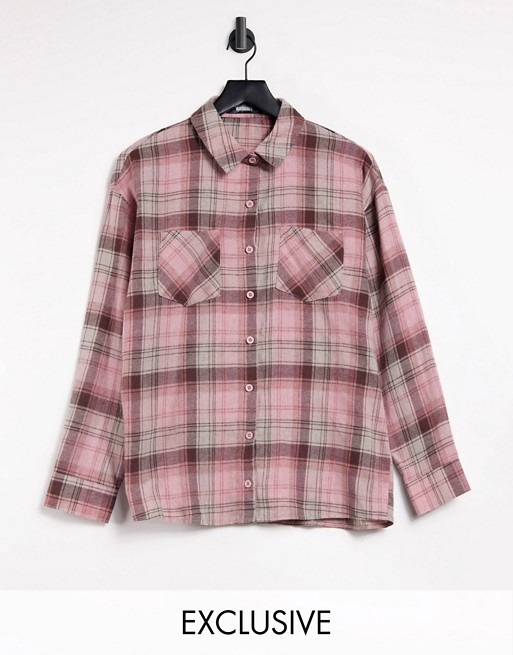 Missguided oversized shirt in pink check