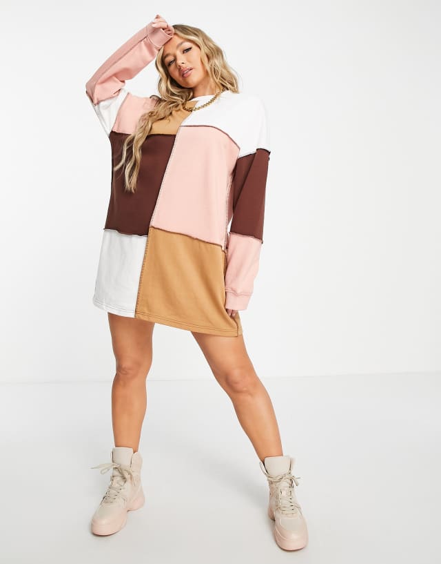 Missguided oversized sweater dress in colour block