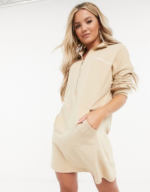 Missguided oversized sweater dress in stone