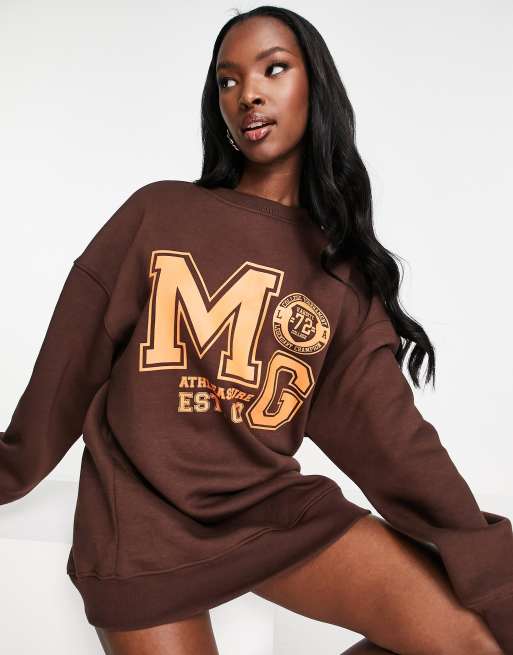 Missguided oversized sweater mini dress in brown