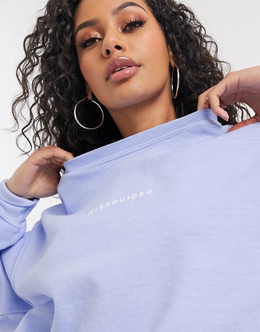 Missguided oversized sweatshirt in washed blue