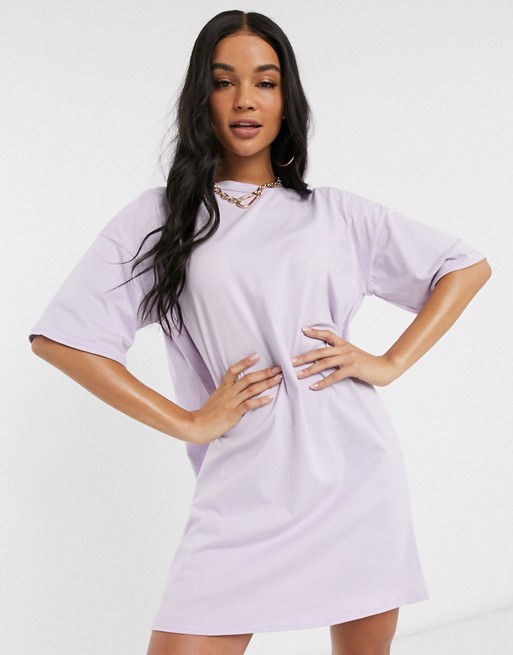 Missguided oversized t-shirt dress in lilac