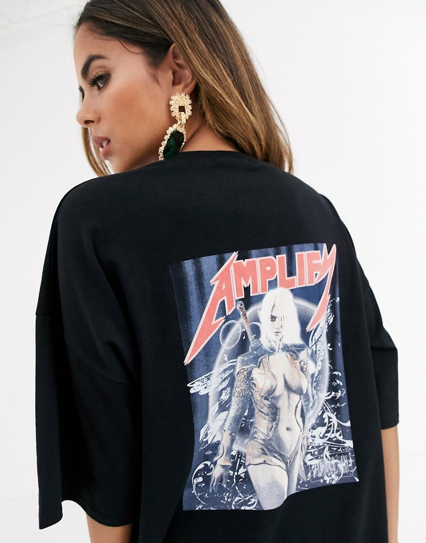 Missguided - Oversized T-shirtjurk met print op de achterkant in zwart