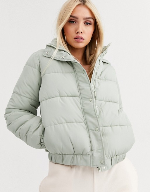 Missguided padded jacket in sage green
