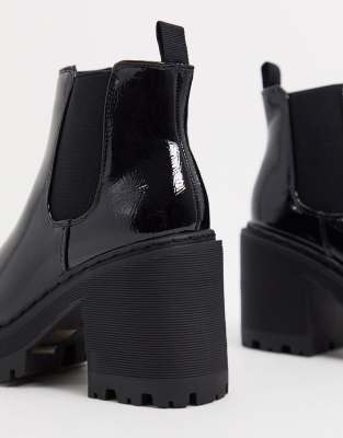 black cleated chelsea boots