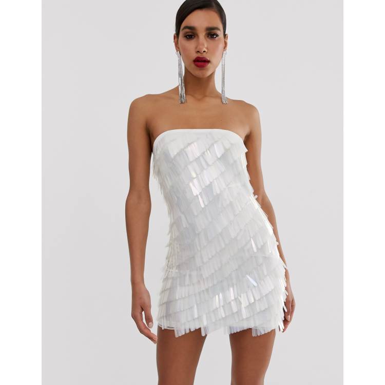 Missguided Peace and Love bandeau mini dress in all over sequins