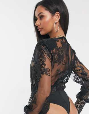 missguided black lace bodysuit