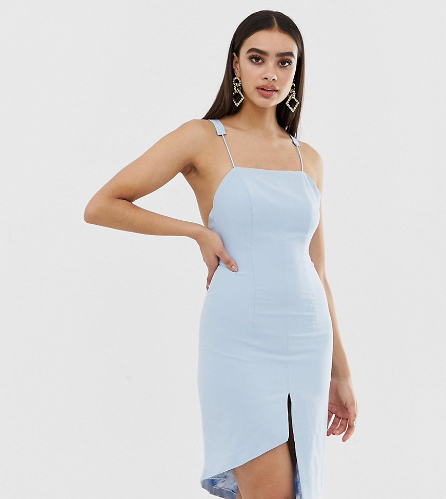 Missguided Peace And Love Low Back Cami Strap Dress-Blue