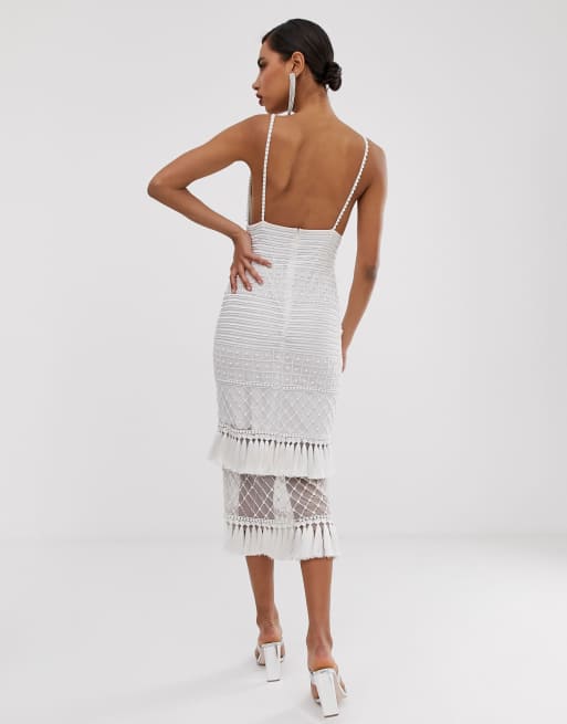 Missguided white deals embellished dress