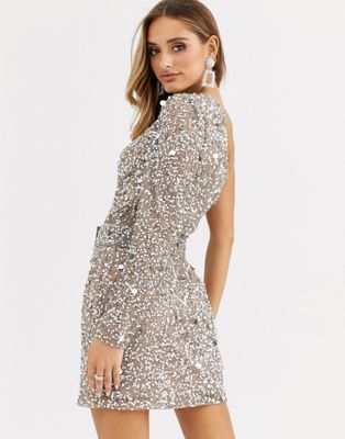 silver embellished mini dress