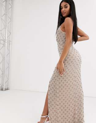 Missguided Peace and Love plunge embellished maxi dress ASOS