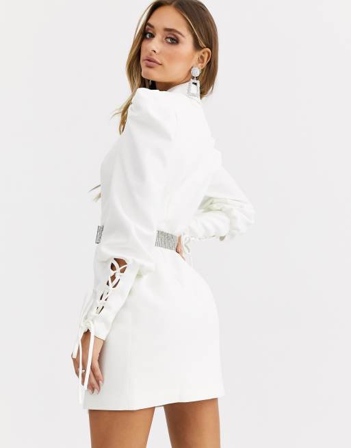 Peace and love shop white blazer dress