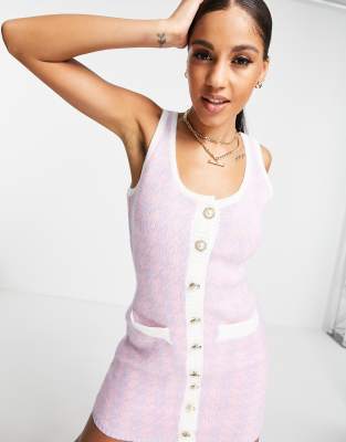 pearl button front houndstooth bodycon dress