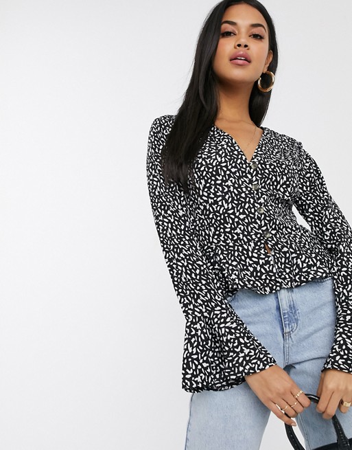 Missguided peplum blouse in spot