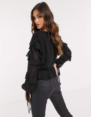 peplum blouse black