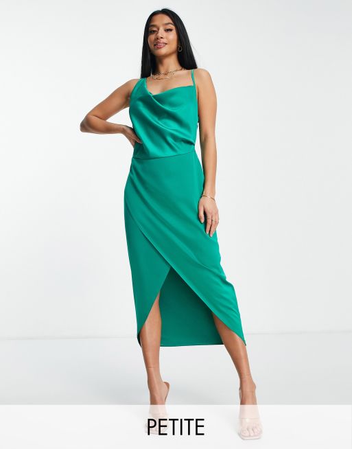 Jade green satin store dress