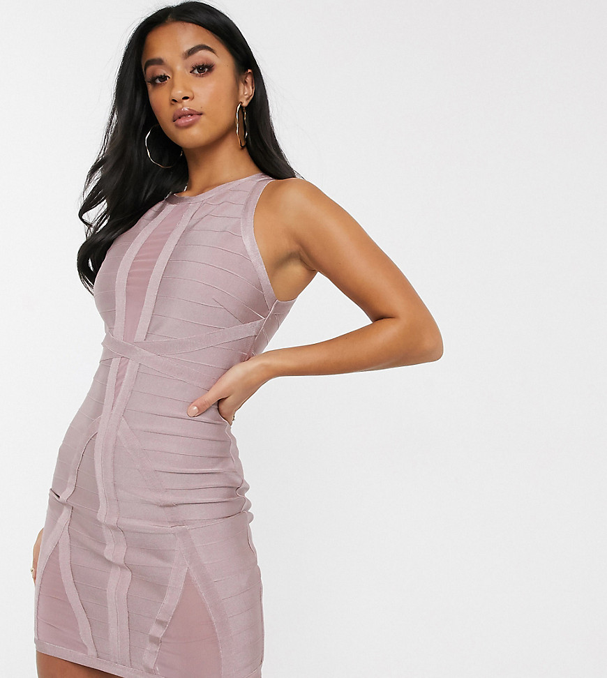 Missguided Petite bandage dress in dusky pink