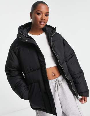 Black puffer store jacket missguided