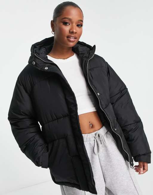 Missguided black puffer clearance coat