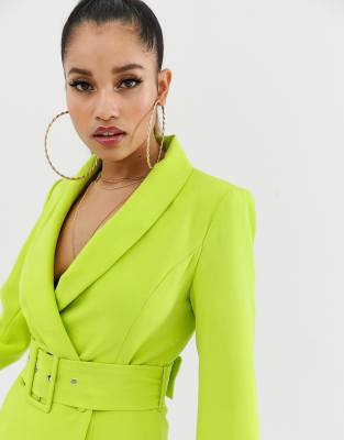 neon green blazer dress