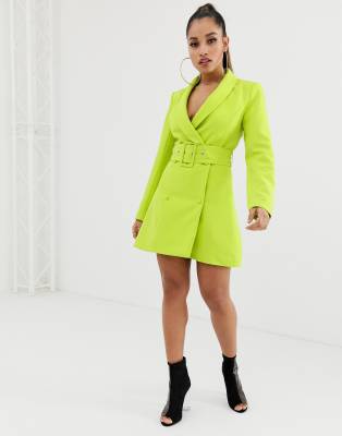 neon yellow blazer dress