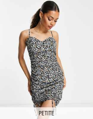 Missguided Petite Body-conscious Mini Dress In Floral-multi