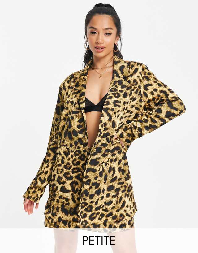 Missguided Petite boxy oversized blazer in leopard print - part of a set