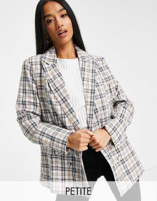 Missguided Petite boyfriend blazer in check (part of a set) - ASOS Price Checker