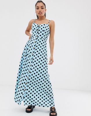 missguided blue polka dot dress