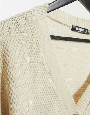 stone polka dot balloon sleeve cardigan