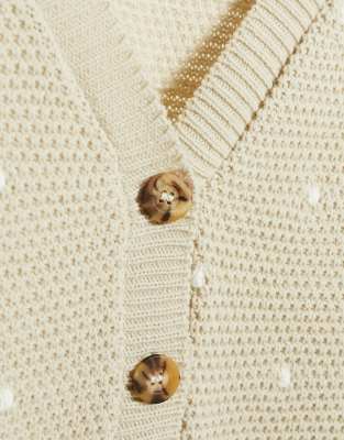 stone polka dot balloon sleeve cardigan