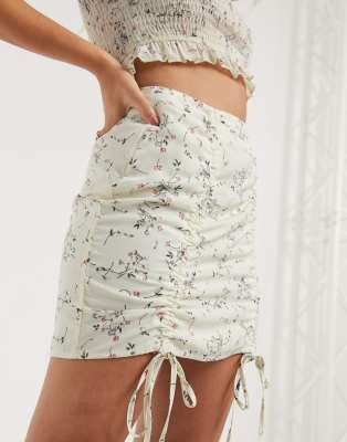 floral ruched skirt