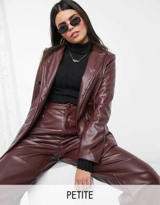 missguided brown leather blazer