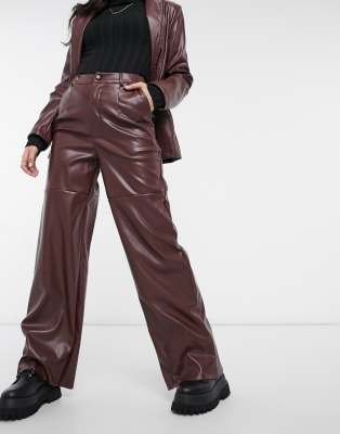 missguided brown leather pants