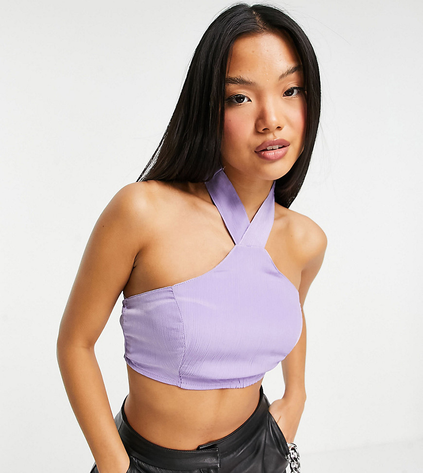 Missguided Petite Co-Ord Halter Neck Top In Lilac-Purple