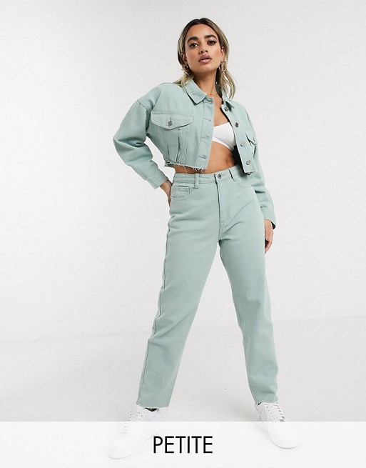 Missguided Petite co-ord mom jeans in mint