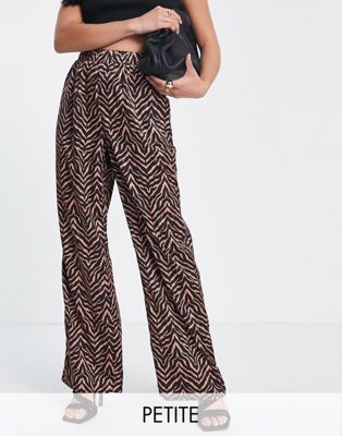 Missguided Petite co-ord trouser in satin zebra print