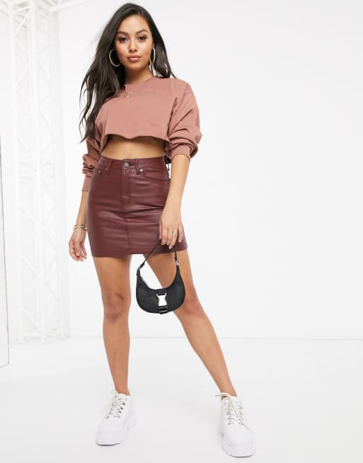 Burgundy discount denim skirt