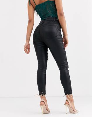 petite coated skinny jeans