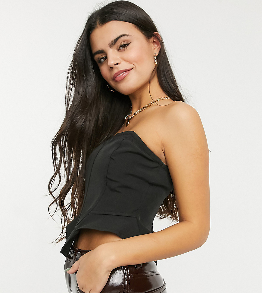 Missguided Petite corset with asymmetric hem in black