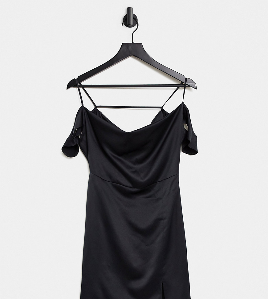 Missguided Petite cowl neck mini dress in black